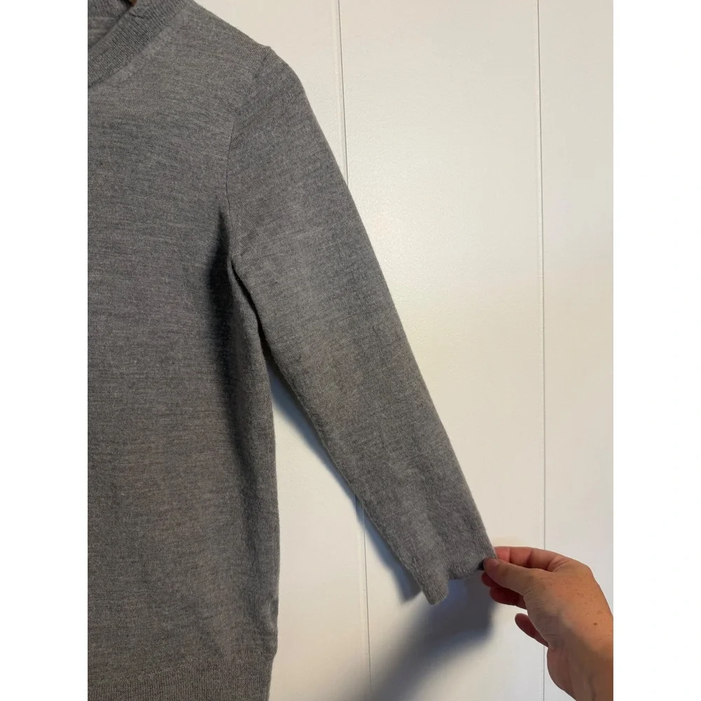 100% Merino Wool J.Crew Tippi Sweater M Gray 3/4 Sleeve Knit Pullover - Picture 4 of 7